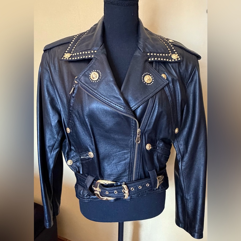Studded Cambio MB Black Leather Jacket & Pants